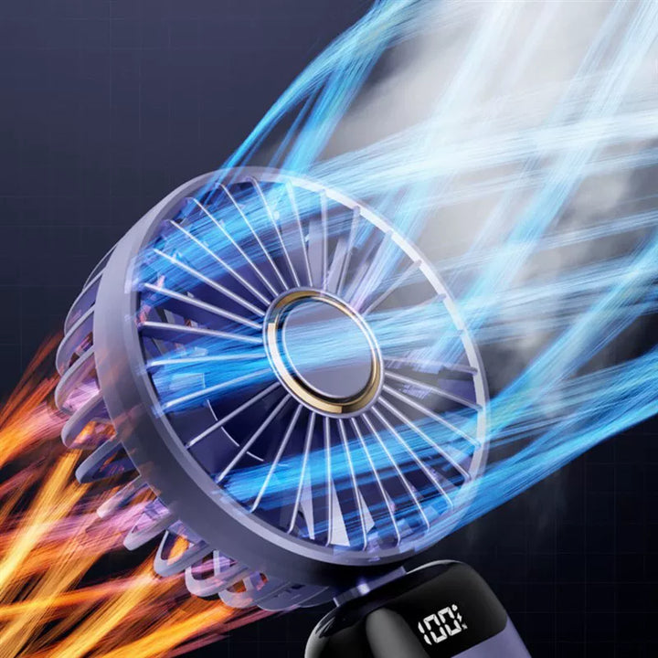 Unisex One Size Foldable Rechargeable Hand Fan with LED Battery Status Indicator and Removable Charging Station Bowlift