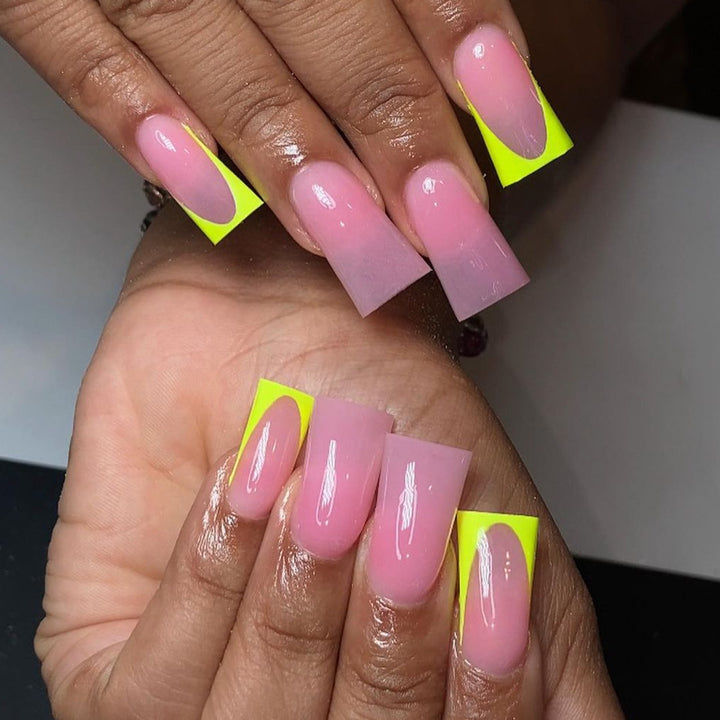 Decorative Press-On Nail Art Kit with Vibrant Color Block Designs Bowlift