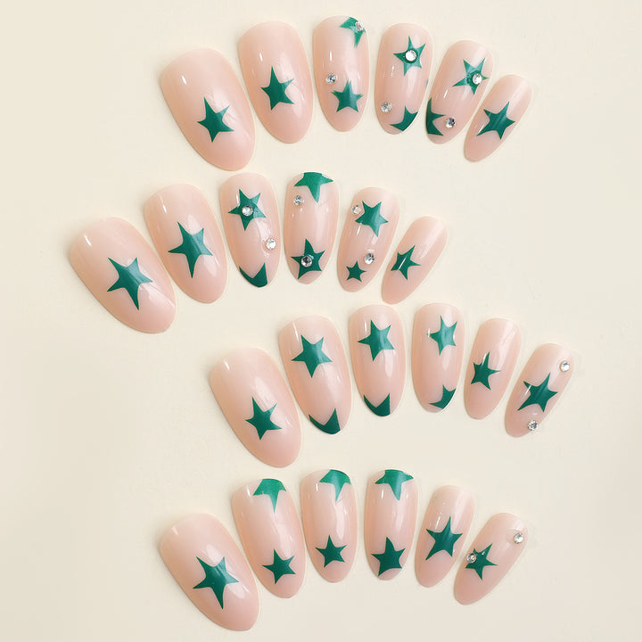 Decorative Press-On Nail Art Set with Star Patterns Bowlift