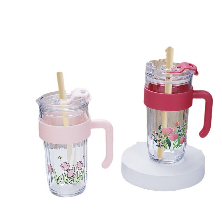 Ladies stable drinking cup with ergonomic handle and innovative silicone ring Bowlift