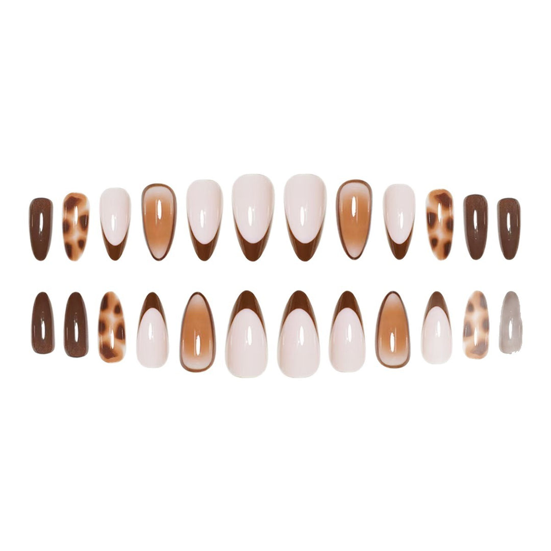 Stiletto Press-On Nails with Chic Leopard Print and Glossy Finish Bowlift