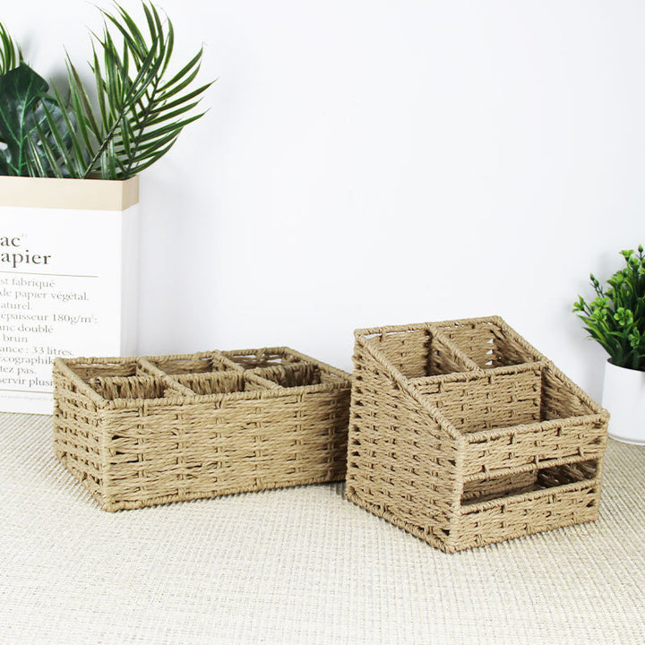 Multi-Sectional Woven Storage Basket Bowlift