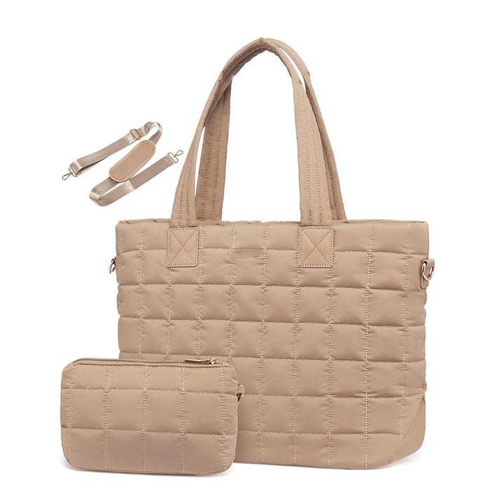 High-Quality Quilted Tote Bag with Removable Cosmetic Pouch Bowlift