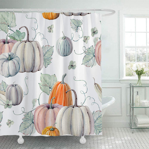 Artistic Pumpkin Print Shower Curtain Bowlift