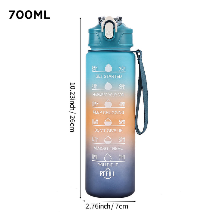 Motivational Time-Marker Hydration Bottle with Flip Lock and Carry Strap Bowlift