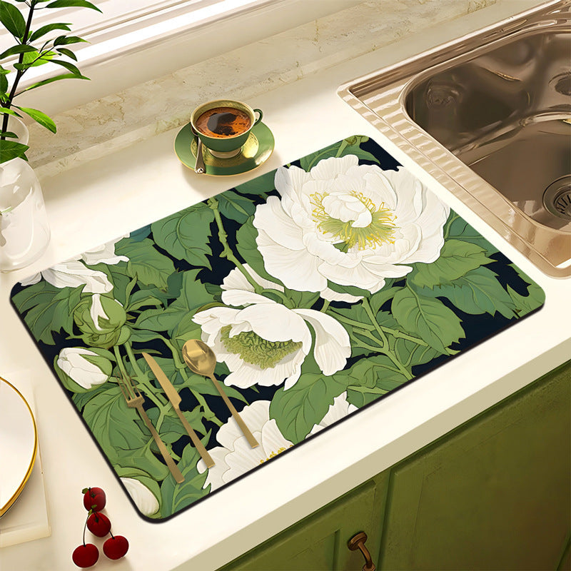 Decorative Floral Kitchen Mat