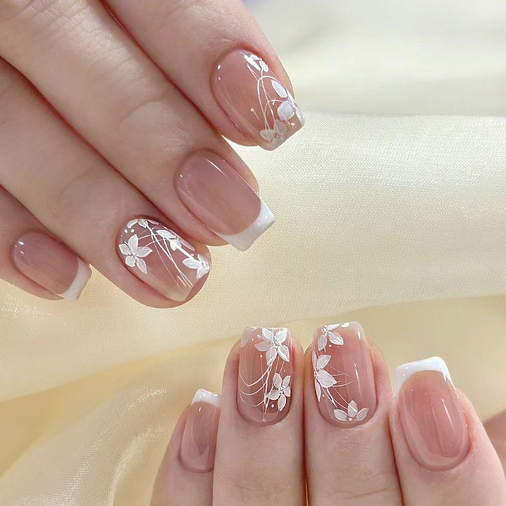Elegant Floral Bow Press-On Nail Tips Bowlift