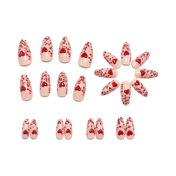 Artificial nails with sparkling heart design and glitter coating Bowlift