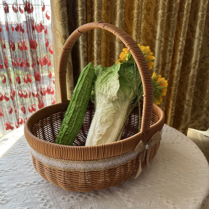 Elegant Woven Picnic Basket Bowlift