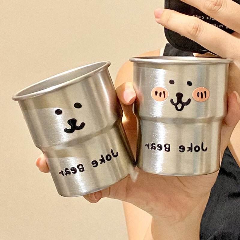 Noble stainless steel cup with cute bear motif Bowlift