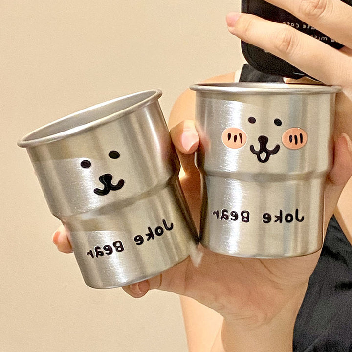 Noble stainless steel cup with cute bear motif Bowlift