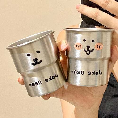 Noble stainless steel cup with cute bear motif Bowlift
