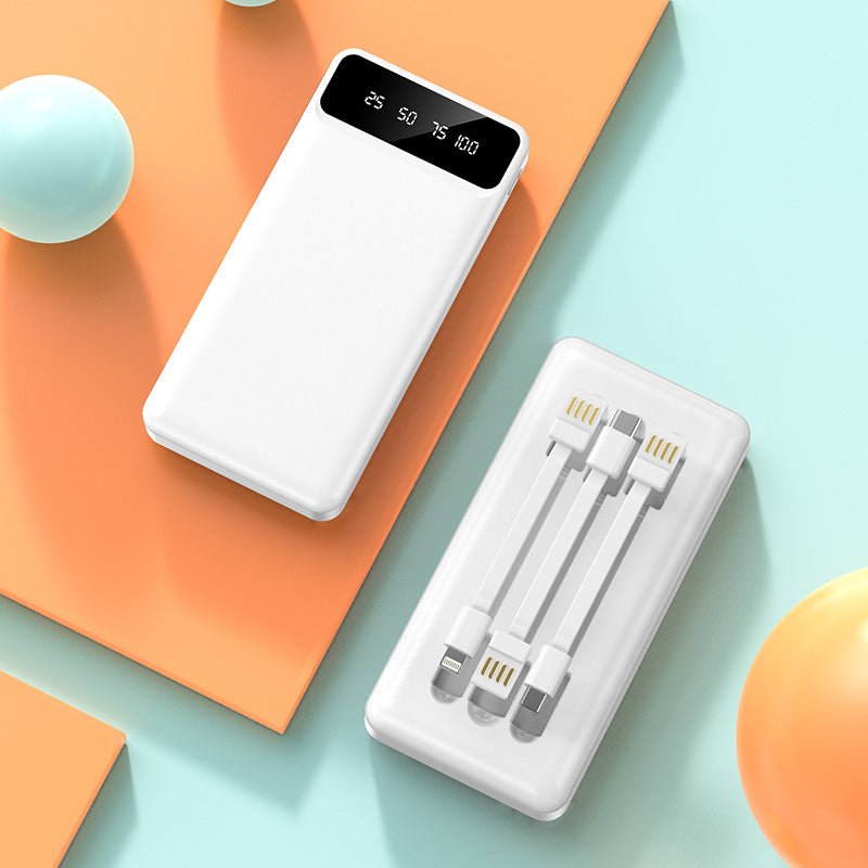 Portable power bank with integrated multi-cable and digital charging display Bowlift