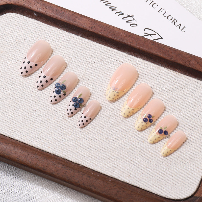French Tip Floral Press-On Nail Set Bowlift
