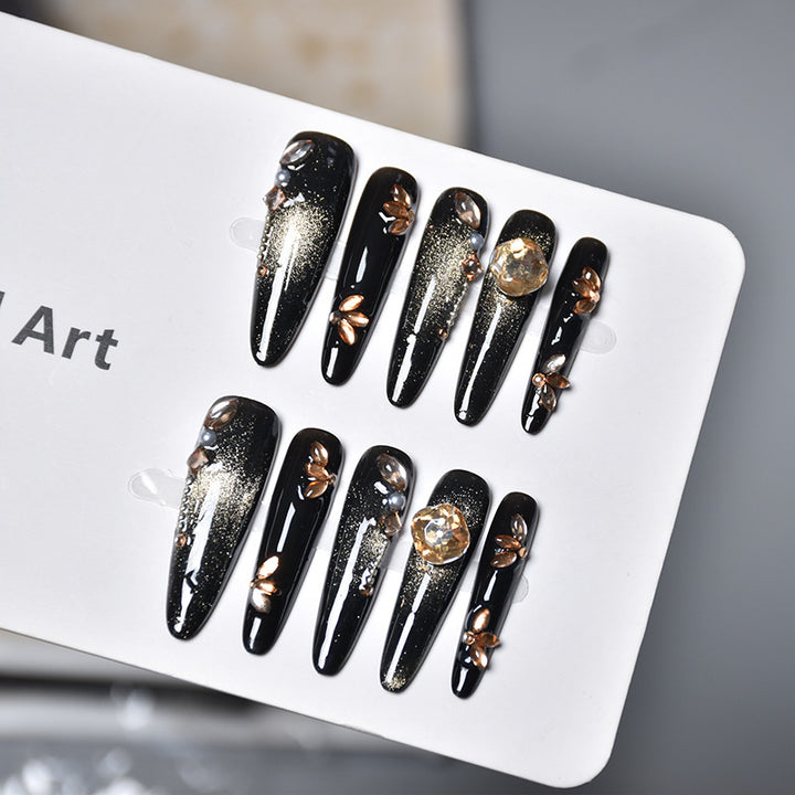 Premium Glittering Stiletto Press-On Nail Set Bowlift