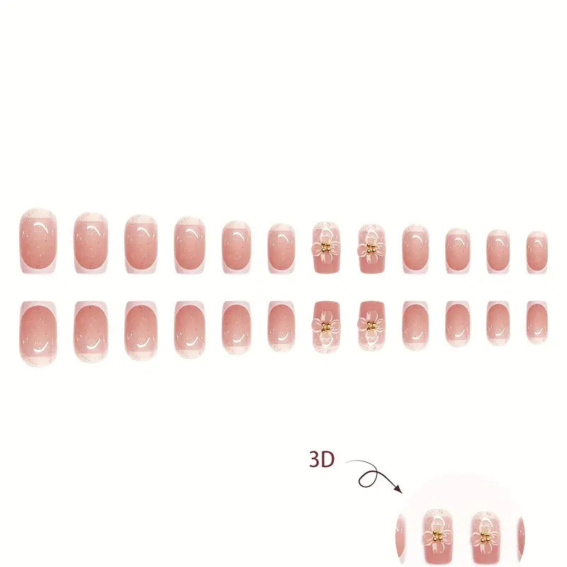 Floral Elegance Press-On Nail Art Bowlift