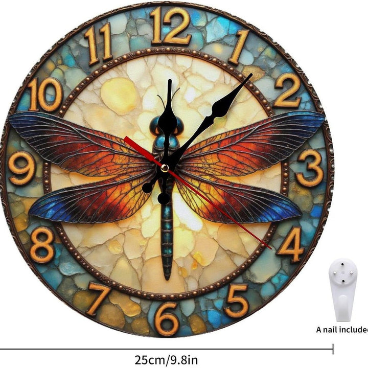 Botanical Butterfly Distressed Wood Round Wall Clock Bowlift