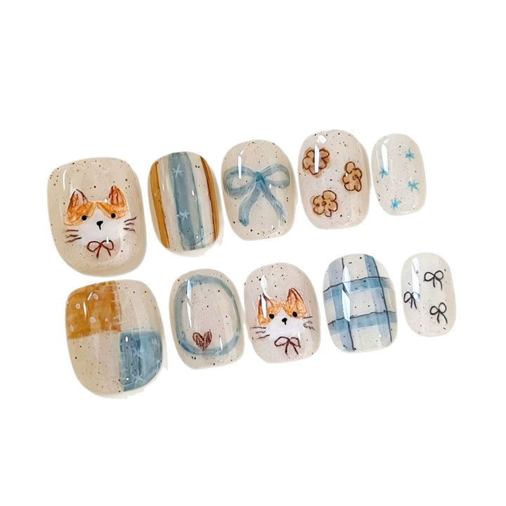 Artistic Cat-Inspired Nail Art Set Bowlift