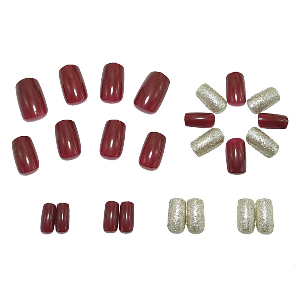 Artificial nails with high-gloss finish and glitter accents Bowlift