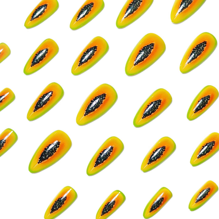 Artificial Nails in Exotic Papaya Design Bowlift