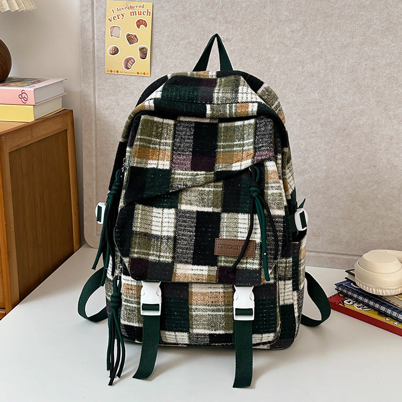 Cozy Plaid Patterned Backpack