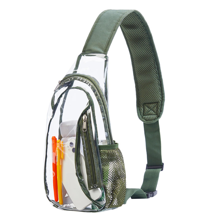 Unisex transparent sling backpack with multiple compartments Bowlift