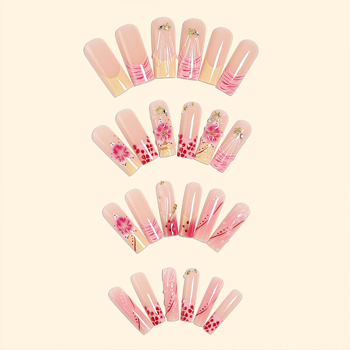 Artistic Nail Tips with Botanical Design Bowlift