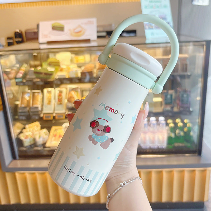 Women's Insulated Drinking Bottle with Safe Closure and Practical Carry Handle Bowlift