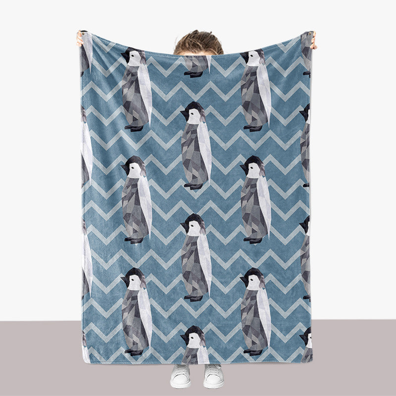 Penguin-Themed Plush Throw Blanket
