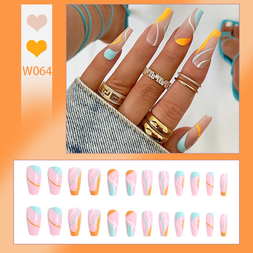 Stylish artificial nails with colorful wave pattern Bowlift