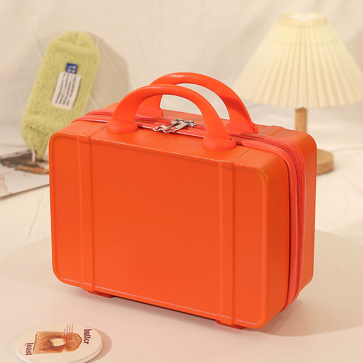 structured hard-shell vanity travel case with dual top handles and lockable zipper Bowlift