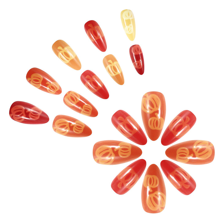 Artistic Pumpkin-Themed Press-On Nail Set Bowlift