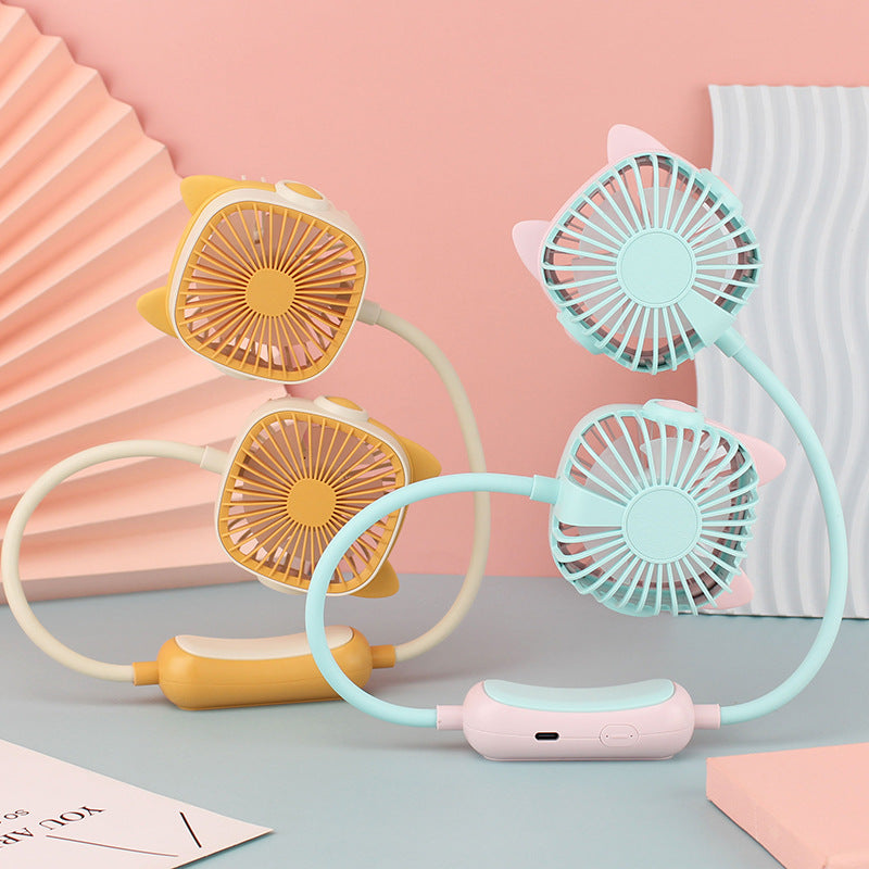 Ladies wearable neck fan with dual design Bowlift