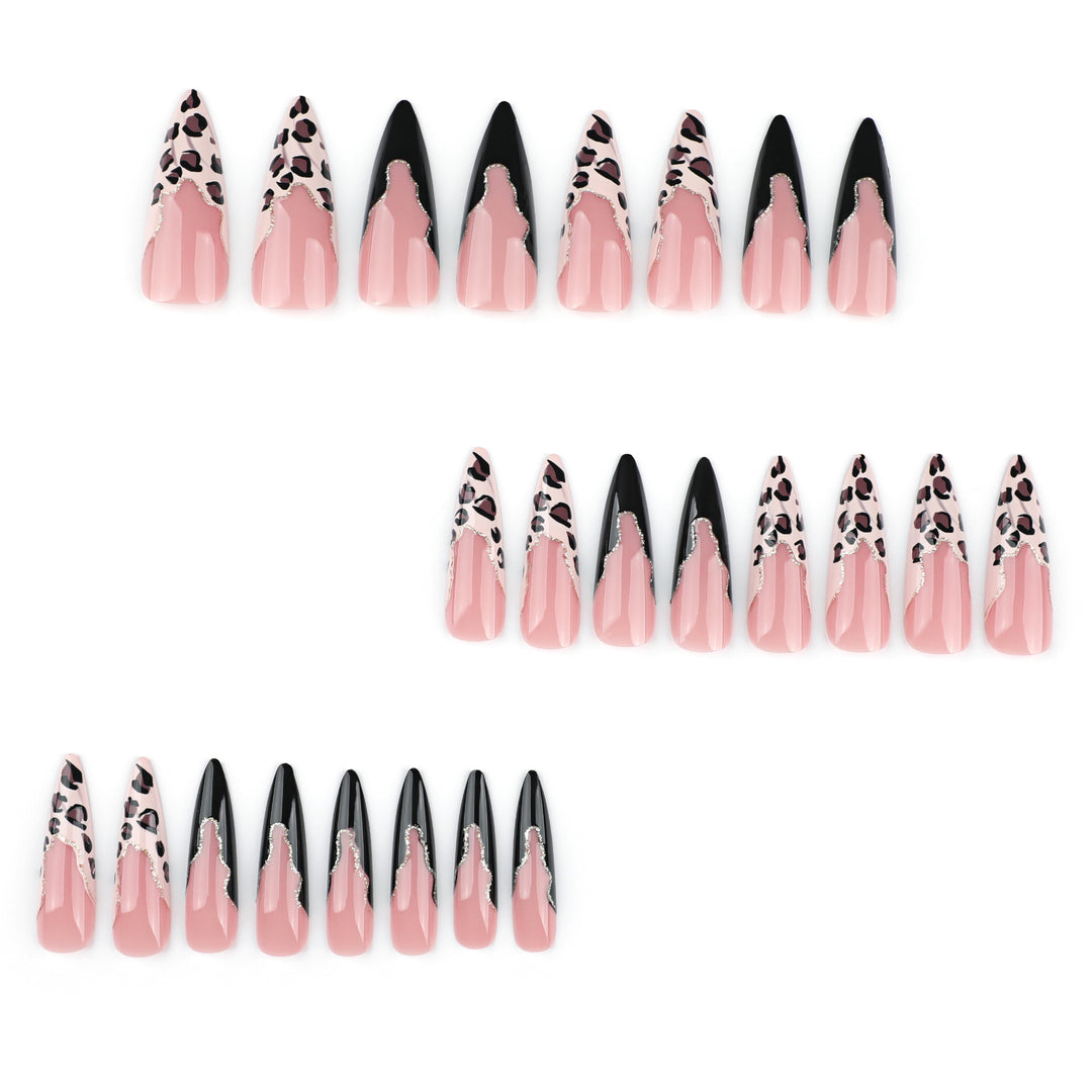 Artful stiletto nails in elegant leopard design Bowlift