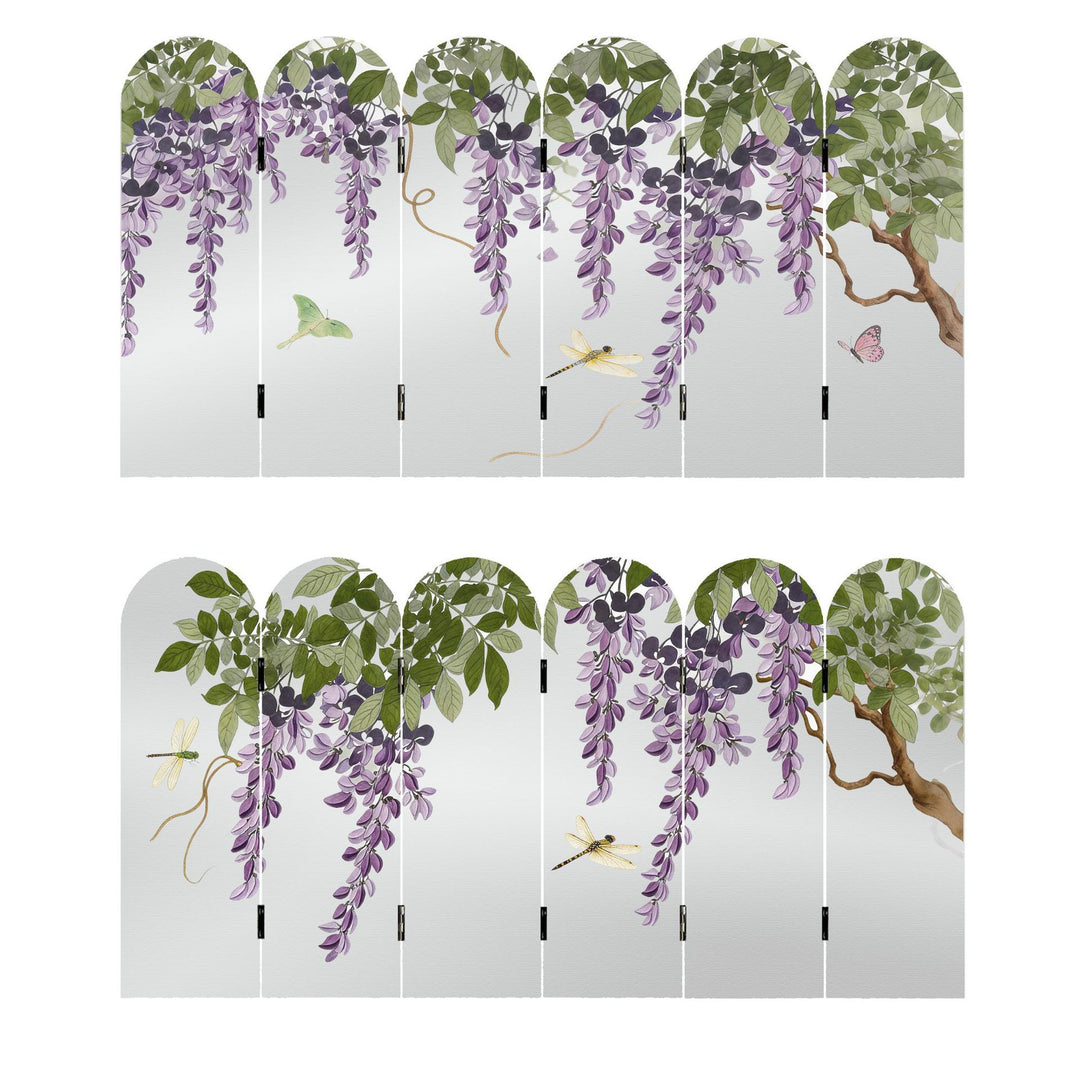 Decorative Room Divider with Wisteria Design