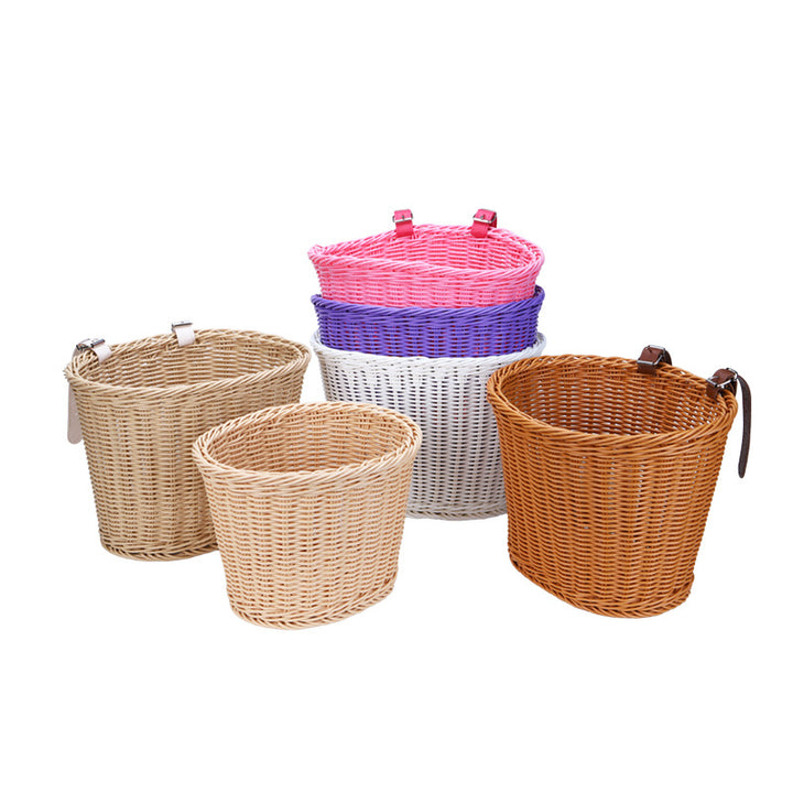 Woven Storage Basket with Leather Straps Bowlift