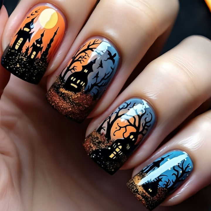 Artistic Halloween Themed Nail Art Bowlift