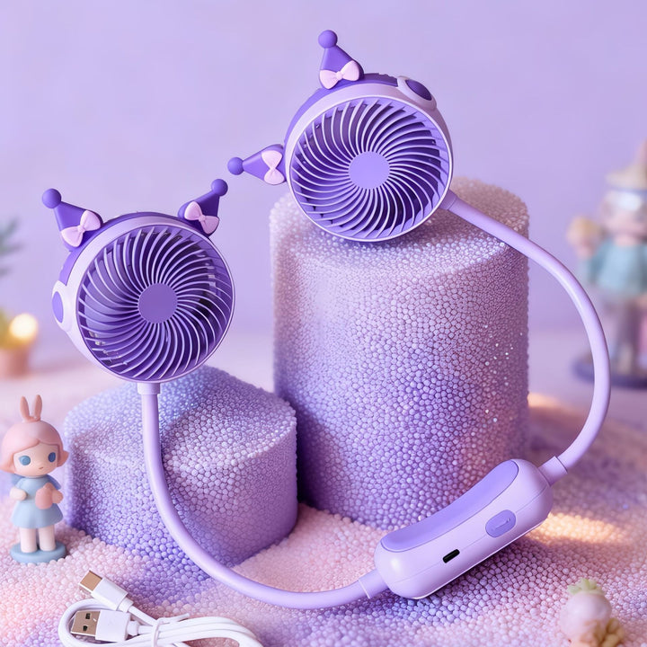 Women's Wearable Neck Fan with Dual Rotating Blades Bowlift