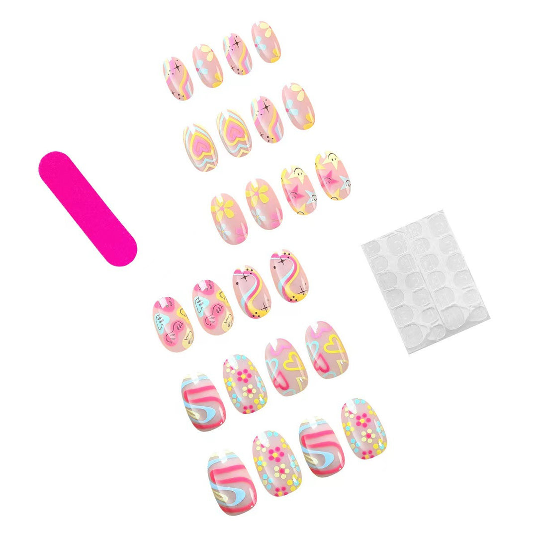 Nail set with playful 3D motifs and colorful designs Bowlift