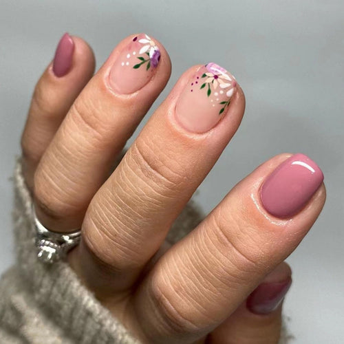 Artistic Floral Design Press-On Nails Bowlift