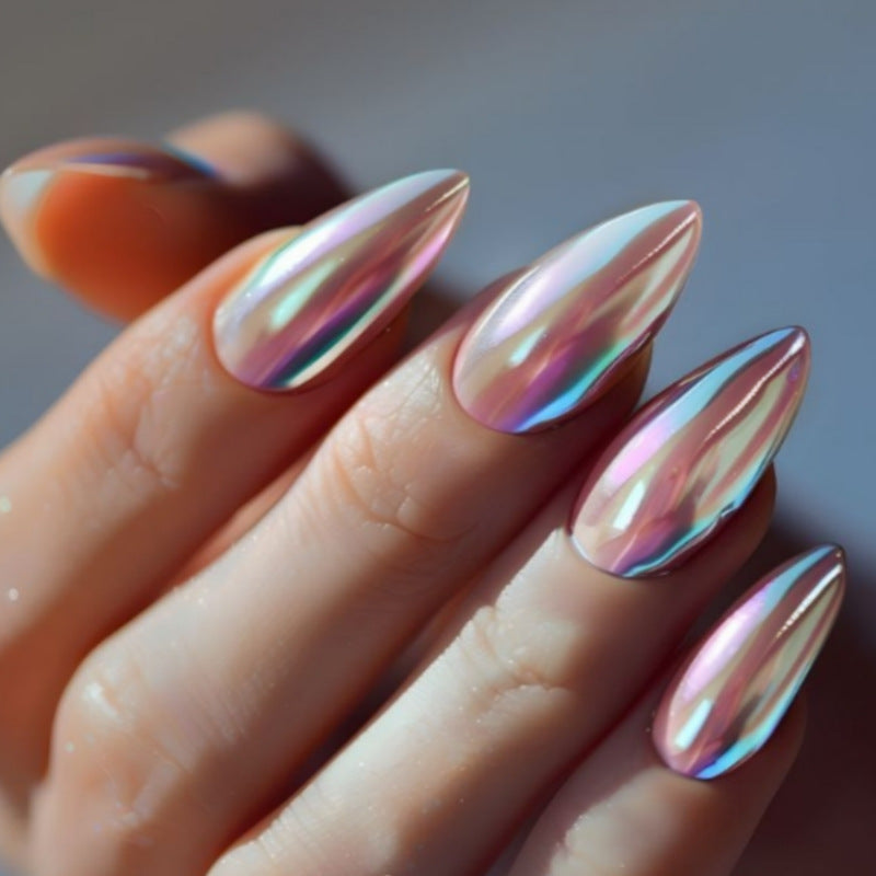 Iridescent Press-On Nail Tips Bowlift