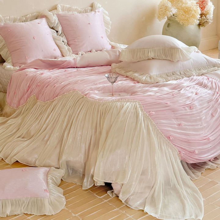 Pleated Ruffled Chiffon Duvet Cover Set