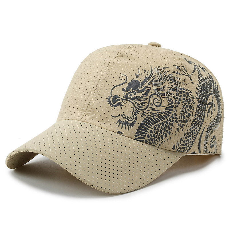 Men's Sports Cap with Dragon Pattern Bowlift