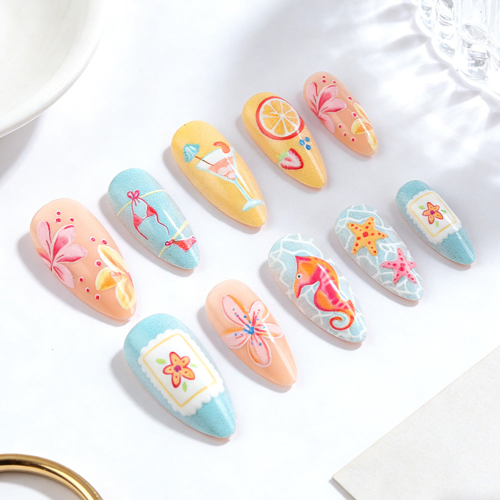 Artistic Tropical-Themed Press-On Nails Bowlift