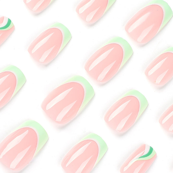 Artful Nail Extensions with Elegant Gradient and Glitter Coating Bowlift
