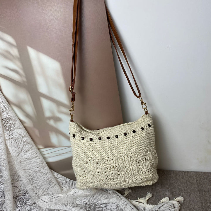 Handcrafted shoulder bag with unique crochet pattern Bowlift