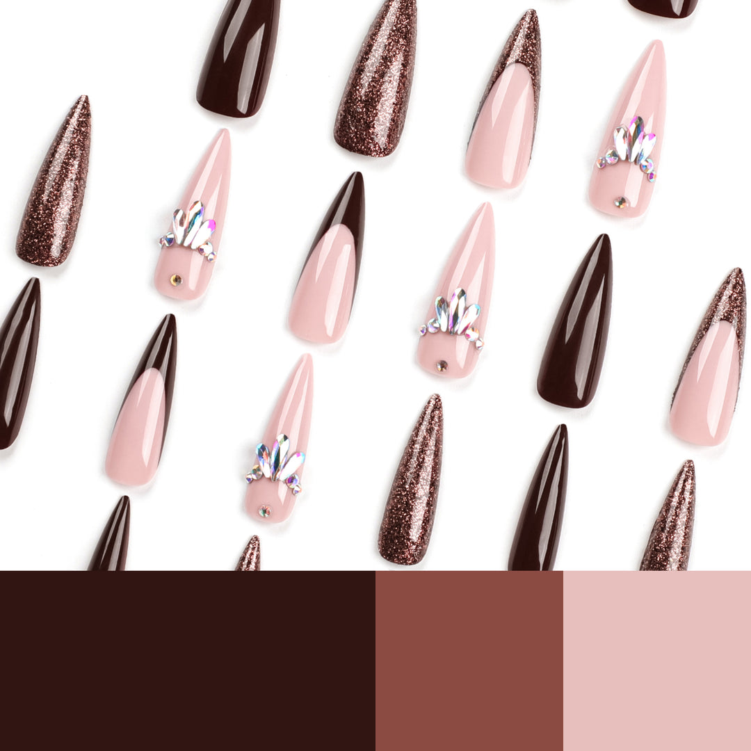 Artful Nail Extensions with Sparkling Accents Bowlift