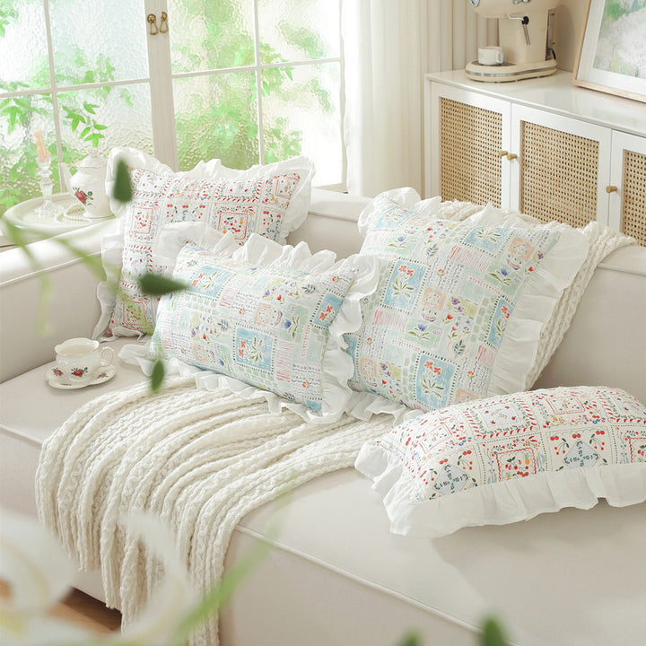 Decorative ruffled throw pillows
