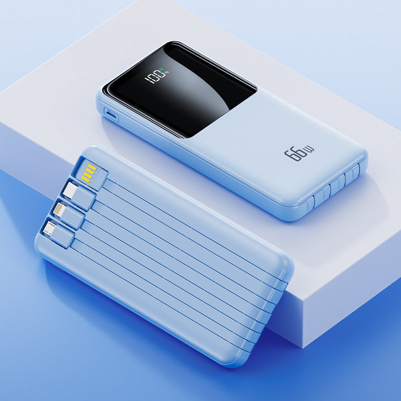 Portable power bank with integrated charging cables and LED battery status indicator Bowlift
