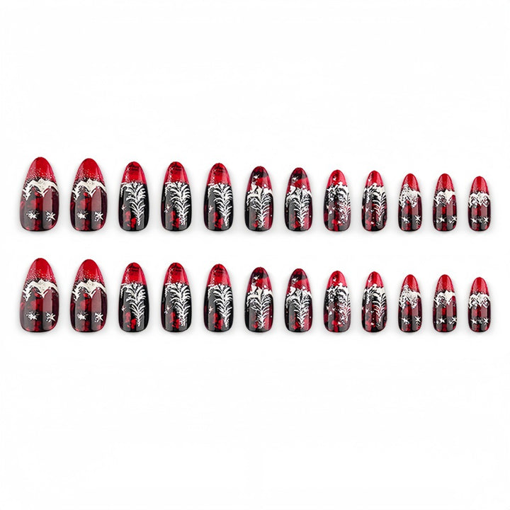 Artificial nails in elegant winter design with 3D Christmas tree motifs Bowlift